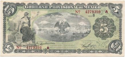 Mexikó / Gobiernói Ideiglenes Kormány 1914. 5P T:F kis folt, egyébként erős papír  Mexico / Gobierno Provisional de México 1914. 5 Pesos C:F small spot, otherwise sturdy paper Krause P#S1104a.2