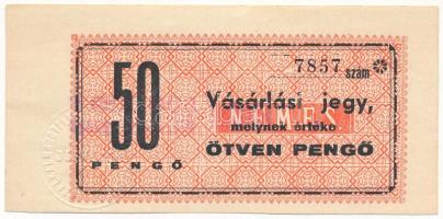 Debrecen ~1945. 50P &quot;NEMES&quot; vásárlási jegy &quot;Közalkalmazottak Beszerzési Csoportja&quot; szárazpecséttel, hátlapon &quot;500.000P&quot; felülbélyegzéssel T:AU Adamo DEB-6.1.1