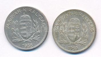 1938-1939. 1P Ag (2xklf) T:XF patina 
Adamo P6