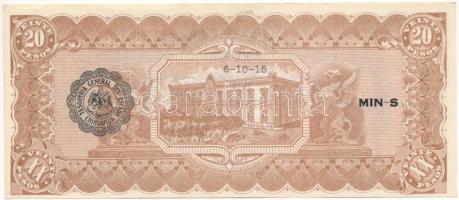 Mexikó / Forradalom / Chihuahua 1915. 20P hátoldalán fekete felülbélyegzéssel T:AU
Mexico / Revolut...