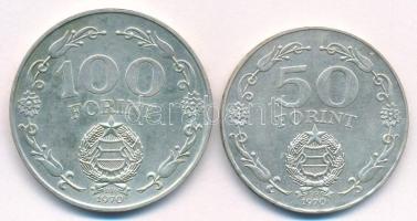 1970. 50Ft Ag + 100Ft Ag "Felszabadulás" érmepár T:UNC,AU patina Adamo EM36; EM37