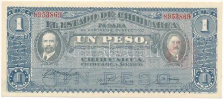 Mexikó / Forradalom / Chihuahua 1915. 1P hátoldalán piros felülbélyegzéssel T:AU Mexico / Revolution / Chihuahua 1915. 1 Peso with red overprint on back C:AU Krause P#S530