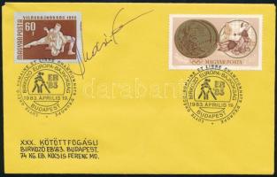 Kocsis Ferenc (1953-) olimpiai bajnok birkózó autográf aláírása XXX. Birkózó EB Budapest 1983 FDC-n