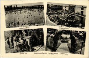 1943 Hajdúszoboszló, Gyógyfürdő, strandmedence, gyógymedence, fürdőzők, ivóvíz kút, park (EK)