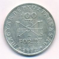 1972. 100Ft Ag "Szent István" T:BU patina Adamo EM39