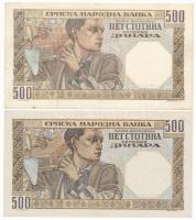 Szerbia / Német megszállás 1941. 500D (2x) klf vízjellel T:XF,F Serbia / German Occupation 1941. 500...