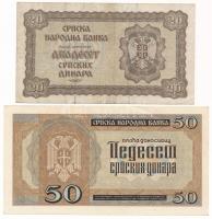 Szerbia / Német megszállás 1941. 20D + 1942. 50D T:F,XF Serbia / German Occupation 1941. 20 Dinara +...
