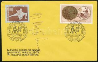 Dr. Hegedűs Csaba (1948-) olimpiai bajnok birkózó, edző, szövetségi kapitány autográf aláírása XXX. Birkózó EB Budapest 1983 FDC-n