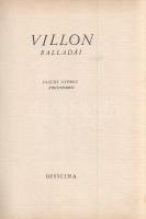 Villon, Francois - Faludy György: 
Francois Villon balladái Faludy György átköltésében. 12., cenzúr...
