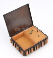 Iparművészeti Vállalat zenélő ékszeres doboz, működő zeneszerkezettel, 15x11x4,5 cm