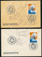 1979 Az amerikai és a szovjet öttusa csapat tagjainak aláírásai 2 darab XXIV. Öttusa VB Budapest FDC-n. /Autograph signatures of american and soviet pentathletes at the 1979 Word Championships