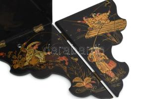 2 darab régi festett japán sarokpolc, kis sérüléssel, m: 19-25 cm