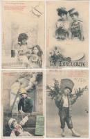 17 db RÉGI főleg hosszú címzéses francia zsáner képeslap vegyes minőségben / 17 mostly pre-1905 French glamour postcards in mixed quality, Phototypie A. Bergeret & Cie.