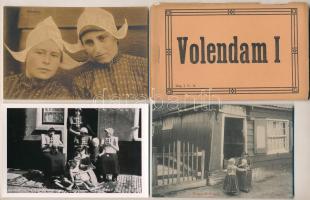 57 db főleg RÉGI használatlan motívum képeslap: holland népviseletek + 2 füzet és egy kis leporello ...