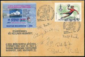 2000 Az ezüstérmes magyar női kézilabda-válogatott tagjainak aláírásai XXVII. Nyári Olimpiai Játékok Sydney FDC-n