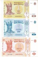 Moldova 1994-2005. 1L-10L (3xklf) T:UNC Moldova 1994-2005. 1 Leu - 10 Lei (3xdiff) C:UNC