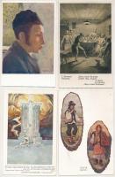 39 db RÉGI használatlan ukrán képeslap, főleg népviselet motívumok, művész / 39 pre-1945 unused Ukra...