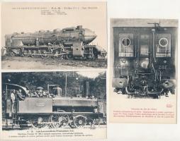 Francia vasút, gőzmozdonyok, vonatok - 45 db régi használatlan képeslap / French Railways, locomotives, trains - 45 pre-1945 unused postcards