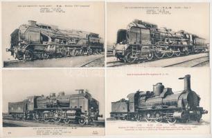 Francia vasút, gőzmozdonyok, vonatok - 45 db régi használatlan képeslap / French Railways, locomotiv...