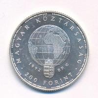 1992. 200Ft Ag "Veszélyeztetett állatvilág - Fehér gólya" T:BU Adamo EM126