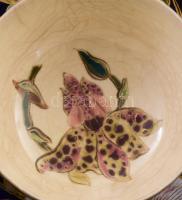 cca 1875-1880, Zsolnay Rothschild báró orchideás készlet 8 darabja. Terv.: Zsolnay Teréz. Öntött fin...