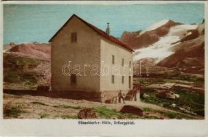 Ortles, Ortlergebiet (Südtirol); Düsseldorfer-Hütte / mountain tourist house. Fritz Gratl hand-coloured photo