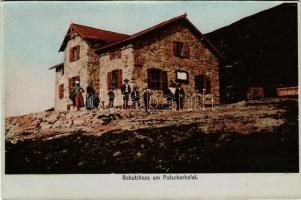 Patscherkofel (Tirol), Schutzhaus / mountain tourist house. Fritz Gratl hand-coloured photo (cut)