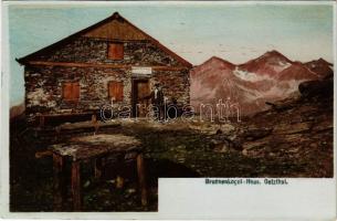 Ötztal, Oetzthal (Tirol); Brunnenkogel-Schutzhaus / mountain tourist house. Fritz Gratl hand-coloured photo (cut)