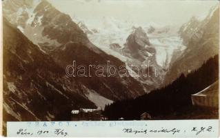 1900 Trafoi (Stelvio, Stilfs; Südtirol); Ortler gletscher / Ortles glacier. photo (gluemark) / Dr. Kenessey Aladár pécsi orvos levele feleségének Szántó (Szánthó) Ilonának