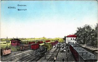 Kovel, Kowel; Bahnhof / railway station, locomotive, train / Dworzec