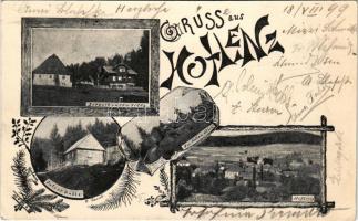 1899 (Vorläufer) Cervaná Voda, Mährisch Rothwasser; Mlynicky Dvur, Hoflenz. Bergsckenke u Villa, Julius Hütte, Am hohen Stein / villa, rest house, general view. Art Nouveau (EK)