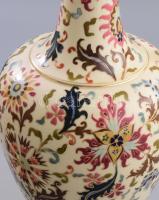 cca 1880-1890, Fischer Ignác karaffa váza pár - ún. perzsa dekorral. Magastüzű mázakkal fedett öntöt...