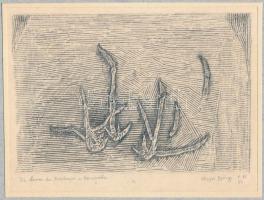 Olajos György (1953-): Le Sacre du printemps, táncpróba I., 1980. Ceruza, papír, jelzett. Paszpartub...