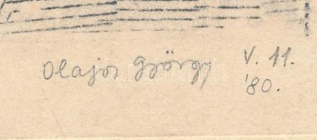 Olajos György (1953-): Le Sacre du printemps, táncpróba I., 1980. Ceruza, papír, jelzett. Paszpartub...