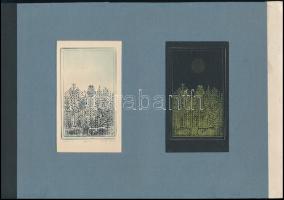 Olajos György (1953-), 2 db grafika: Tavasz, 1978-80 körül. Rézkarc, papír, egyik jelzett és "p...