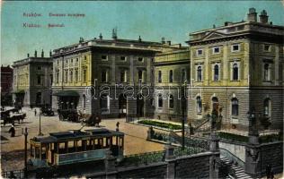 Kraków, Krakkau, Krakkó; Dworzec kolejowy / Bahnhof / railway station, tram (fl)