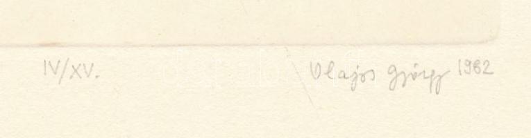 Olajos György (1953-): Kígyómúmia, 1982. Rézkarc, papír. jelzett, számozott IV/XV. 21x14 cm