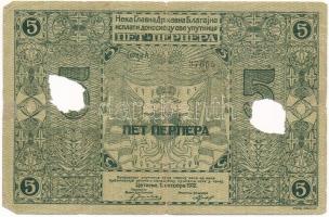 Montenegró 1912. 5P lyukasztással érvénytelenítve T:F,VG kis szakadás
Montenegro 1912. 5 Perper can...
