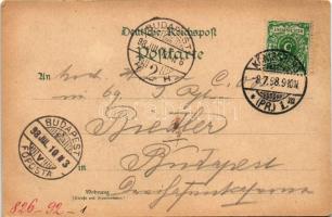 1898 (Vorläufer) Kaliningrad, Königsberg i. Pr.; Gruss aus Café Bauer, interior. Art Nouveau, floral...