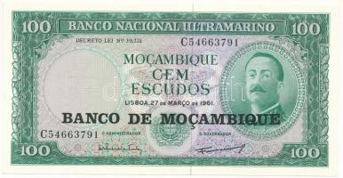 Mozambik 1976. (1961) 100E fekete &quot;BANCO DE MOCAMBIQUE&quot; felülbélyegzéssel T:AU Mozambique 1976. (1961) 100 Escudos with black &quot;BANCO DE MOCAMBIQUE&quot; overprint C:AU Krause P#117a