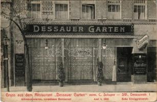 1909 Berlin, Restaurant Dessauer Garten vorm. C. Schaper, SW. Dessauerstr. 1. (tear)