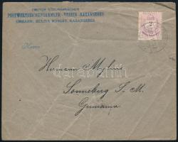 1897 Levél 2kr + hátoldali 1kr hármascsík bérmentesítéssel, az utóbbi kézi érvénytelenítéssel, filatéliai egyesület által küldve, "KARÁNSEBES" - "SONNEBERG"