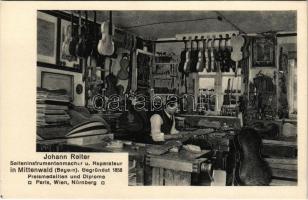 Mittenwald (Bayern), Johann Reiter Saiteninstrumentenmacher und Reparateur / String musical instrument maker and repairer in his workshop