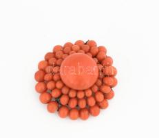 Régi korall nyaklánc. 70 cm, 54 g + sérült bross