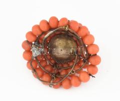 Régi korall nyaklánc. 70 cm, 54 g + sérült bross