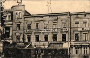 1936 Bad Freienwalde a. Oder, Hotel und Restaurant zum Bahnhof, Besitzer Louis Mühlbach, Niederlage der Schultheiss' Brauerei Berlin, Bötzow Bier (small tear)