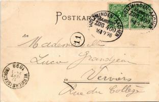 1898 (Vorläufer) Hünshoven-Geilenkirchen, Bahnhof, Hotel H. Harst / railway station, hotel. Art Nouv...