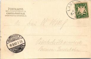 1902 Langmeil (Winnweiler), Bahnhof / railway station. Art Nouveau, floral