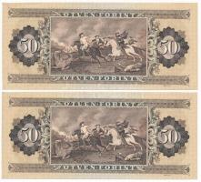 1980. 50Ft (2x) sorszámkövetők "D 216 095761 - D 216 095762" nyomdai papírránccal T:VF,F s...