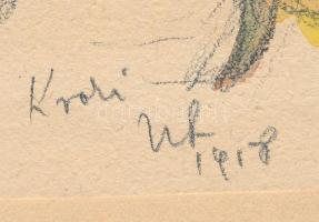 Ujváry Lajos (1925-2006): Női akt, 1958. Akvarell, ceruza, papír, jelzett. Papírra kasírozva. 25×18 ...